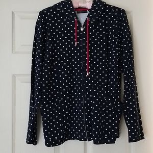 Susan Graver Weekend Polka Dot Hoodie Size L